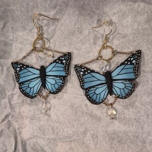 Elegant Blue Butterfly Earrings